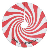 Gepersonaliseerd rood en wit kerst Snoep Fleece Kerstboom Rok (Voorkant)