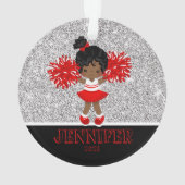 Gepersonaliseerd rood en zwart Cheerleading Orname Ornament (achterkant)