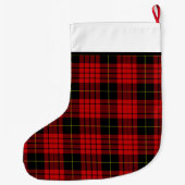 Gepersonaliseerd rood en zwart Wallace Pset Tartan Grote Kerstsok (Achterkant)