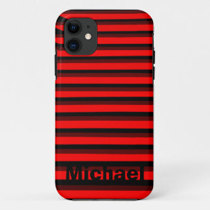 Gepersonaliseerd rood gestreepte patroon iPhone 11 hoesje