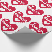 Gepersonaliseerd rood hart Valentijn Cadeaupapier (Hoek)