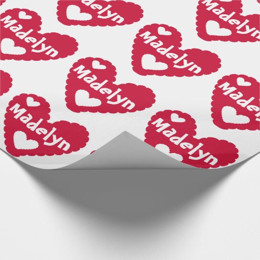 Gepersonaliseerd rood hart Valentijn Cadeaupapier (Hoek)