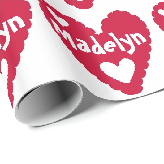 Gepersonaliseerd rood hart Valentijn Cadeaupapier (Rol Hoek)