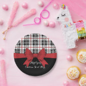 Gepersonaliseerd rood lint en Tartan Plaid Papieren Bordje (Feest)