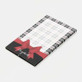 Gepersonaliseerd rood lint en Tartan Plaid Post-it® Notes (Schuin)