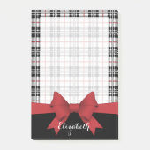 Gepersonaliseerd rood lint en Tartan Plaid Post-it® Notes (Voorkant)