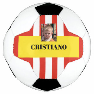 Gepersonaliseerd rood, wit en geel cadeau voetbal