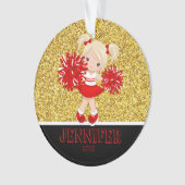 Gepersonaliseerd rood & zwart Cheerleading Ornamen Ornament (voorkant)