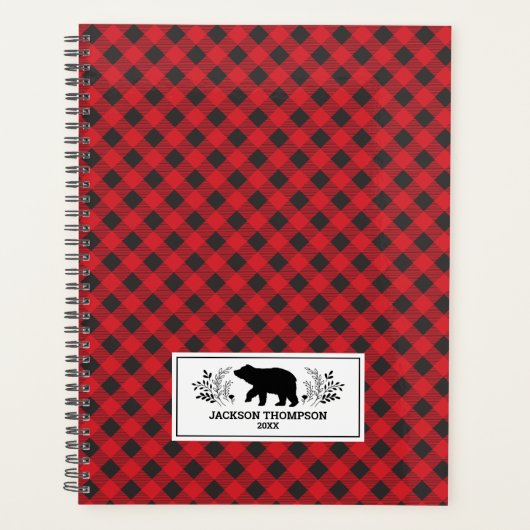 Gepersonaliseerd rood zwart-lumberjack Buffalo-spe Planner (Voorkant)