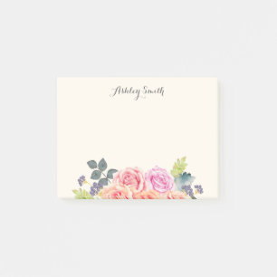 Gepersonaliseerd Roos Floral Girly Flowers Post-it® Notes