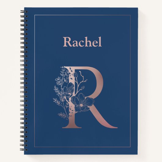 Gepersonaliseerd Roos Gold Monogram Initiaal R Notitieboek (Voorkant)