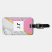 Gepersonaliseerd Roos Goud Marmer Roze Bagagelabel (Voorkant horizontaal)
