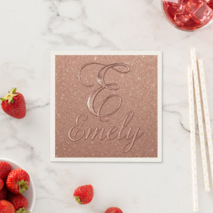 Gepersonaliseerd Roos Gouden Glitter Naam Design – Servet
