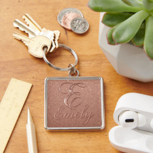 Gepersonaliseerd Roos Gouden Glitter Naam Design – Sleutelhanger