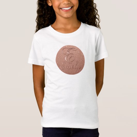 Gepersonaliseerd Roos Gouden Glitter Naam Design – T-shirt (Voorkant)
