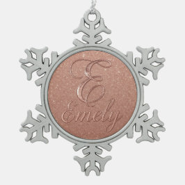 Gepersonaliseerd Roos Gouden Glitter Naam Design – Tin Sneeuwvlok Ornament