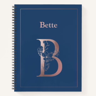 Gepersonaliseerd Roos gouden monogram Initiaal B Notitieboek