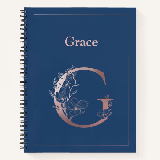 Gepersonaliseerd Roos gouden monogram Initiaal G Notitieboek (Voorkant)