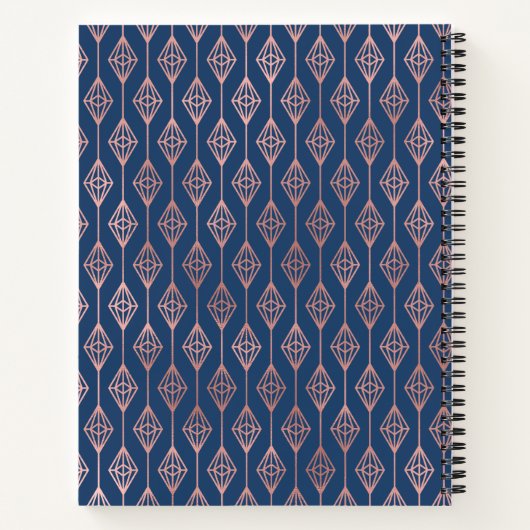 Gepersonaliseerd Roos gouden monogram Initiaal M Notitieboek (Achterkant)