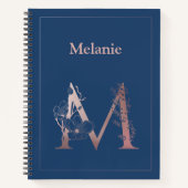 Gepersonaliseerd Roos gouden monogram Initiaal M Notitieboek (Voorkant)