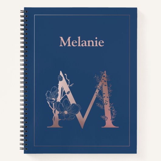 Gepersonaliseerd Roos gouden monogram Initiaal M Notitieboek (Voorkant)