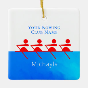 Gepersonaliseerd Rowing Club Crew Kerst Keramisch Ornament