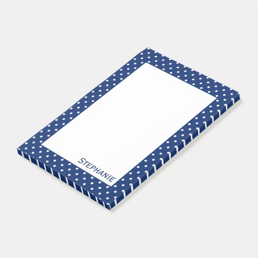 Gepersonaliseerd Royal Blue Polka Dot Pattern Post-it® Notes (Schuin)