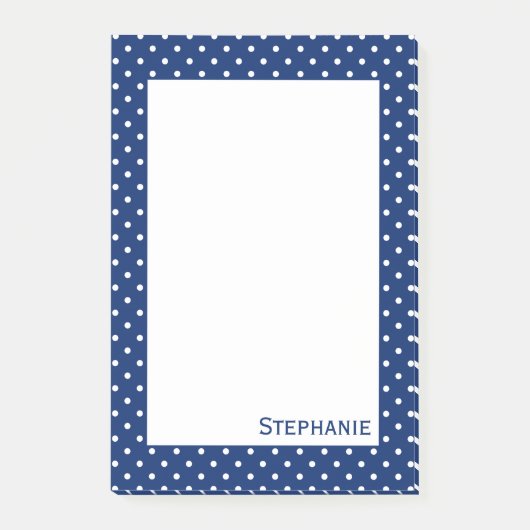 Gepersonaliseerd Royal Blue Polka Dot Pattern Post-it® Notes (Voorkant)