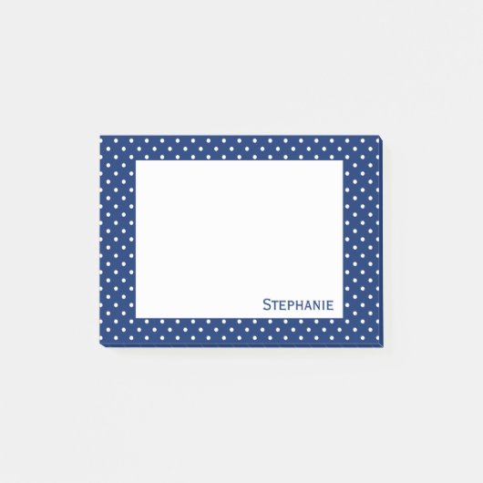 Gepersonaliseerd Royal Blue Polka Dot Pattern Post-it® Notes (Voorkant)