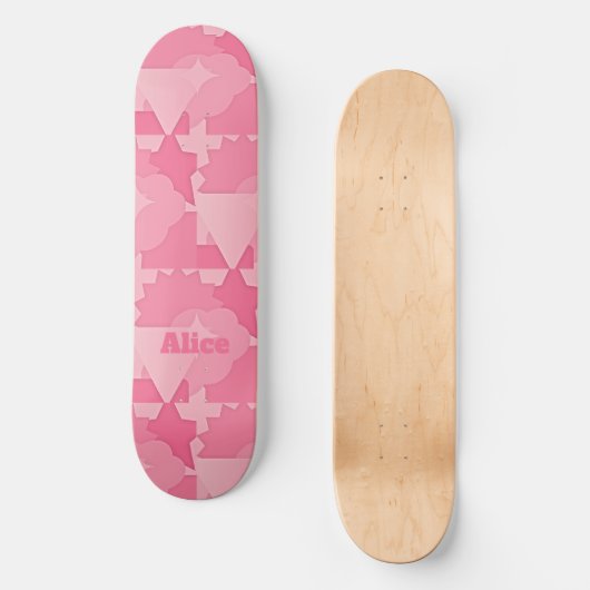 Gepersonaliseerd Roze Abstract Patroon met Naam Skateboard (Voorkant)