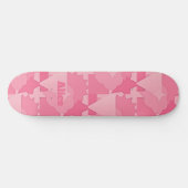 Gepersonaliseerd Roze Abstract Patroon met Naam Skateboard (Horizontaal)