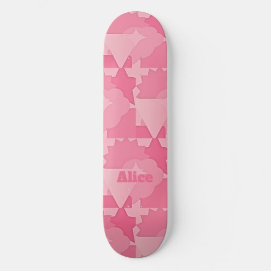 Gepersonaliseerd Roze Abstract Patroon met Naam Skateboard (Voorkant)