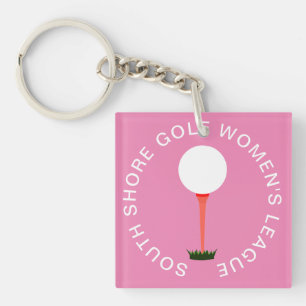 Gepersonaliseerd roze acrylSleutelhanger Golf Memb Sleutelhanger