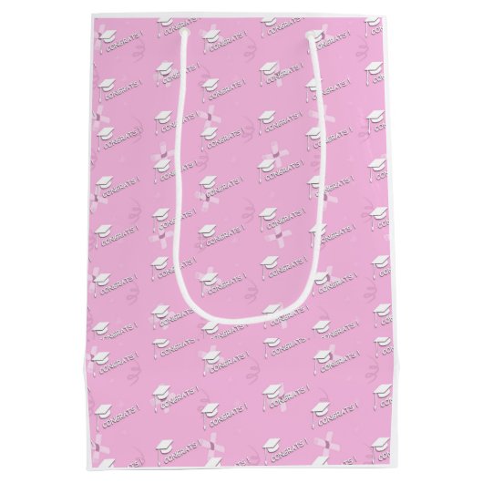 Gepersonaliseerd roze Afstuderen High School Colle Medium Cadeauzakje (Achterkant)
