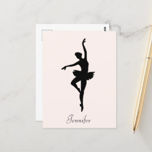 Gepersonaliseerd roze Ballerina Dance Silhouette Briefkaart