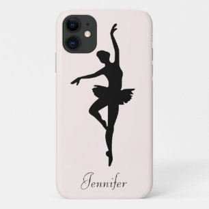 Gepersonaliseerd roze Ballerina Dance Silhouette iPhone 11 Hoesje
