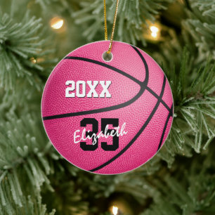 gepersonaliseerd roze basketbal ornament voor meis