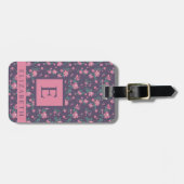 Gepersonaliseerd roze bloemen Paarse bloemen Bagagelabel (Voorkant horizontaal)