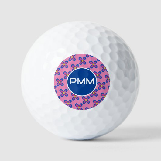 Gepersonaliseerd roze bloemengolfbal golfballen (Voorkant)