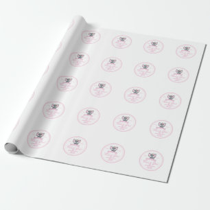 Gepersonaliseerd roze bloemenolifant Baby shower Cadeaupapier