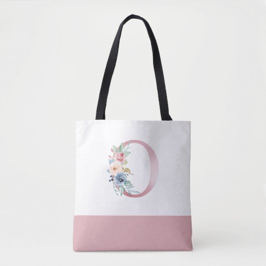 Gepersonaliseerd roze bloemmonogram letter O Draagtas (Voorkant)