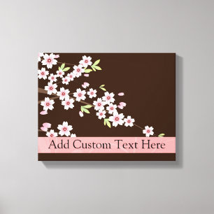 Gepersonaliseerd roze/bruin Dogwood Blossom Canvas Afdruk