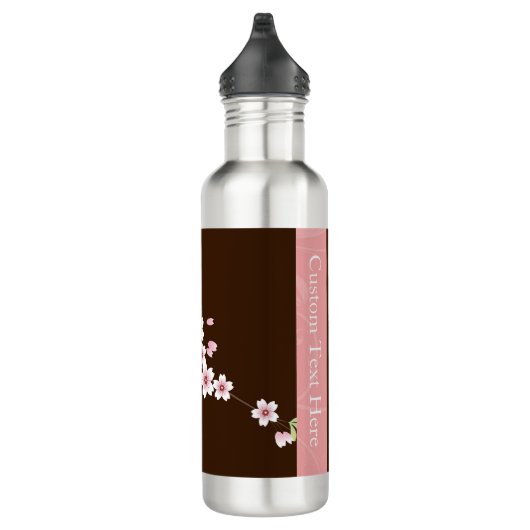 Gepersonaliseerd roze/bruin Dogwood Blossom Waterfles (Rechts)