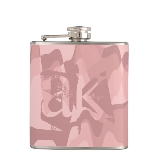 Gepersonaliseerd roze camouflage elektrisch patroo heupfles (Voorkant)