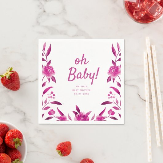 Gepersonaliseerd roze Chinoiserie baby shower Servet (Insitu)