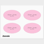 Gepersonaliseerd roze creatief handschrift ovale sticker (Vel)