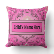 Gepersonaliseerd roze Damask Sierkussen