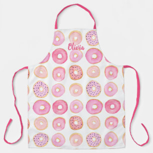 Gepersonaliseerd Roze Donut Patroon Schort