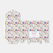 Gepersonaliseerd roze en blauw kerstpatroon bedankdoosjes (Uitgevouwen)