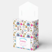 Gepersonaliseerd roze en blauw kerstpatroon bedankdoosjes (Geopend)